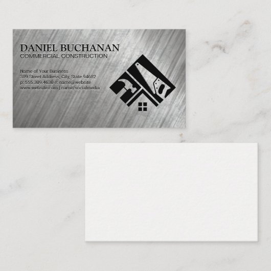 Hamer Zaag Gereedschap | Logo voor Huisrenovatie | Visitekaartje (Voorkant / Achterkant)