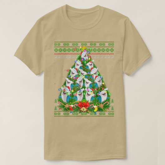 Hamerhaai liefhebber Kerstlichten Lelijke haai Ker T-shirt (Design voorkant)