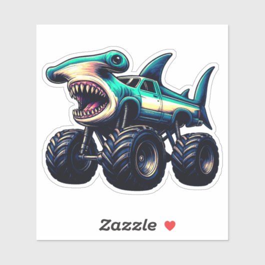 Hamerhaai Monster Truck  Sticker (Vel)
