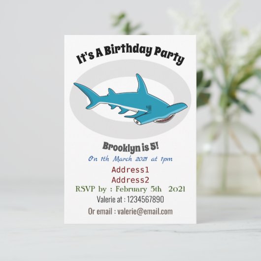 Hamerhaathaiaardappel stripillustratie kaart (Staand voorkant)