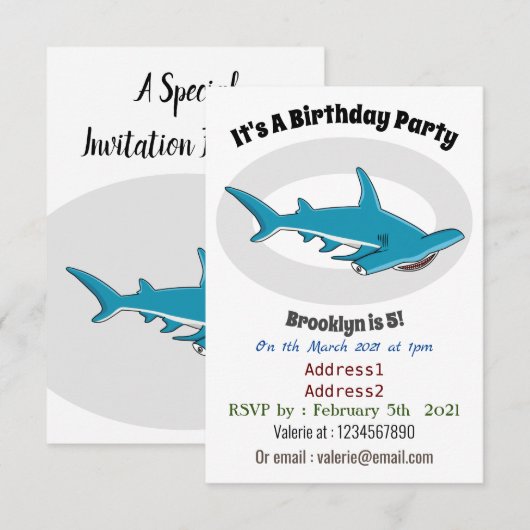 Hamerhaathaiaardappel stripillustratie  kaart (Voorkant / Achterkant)