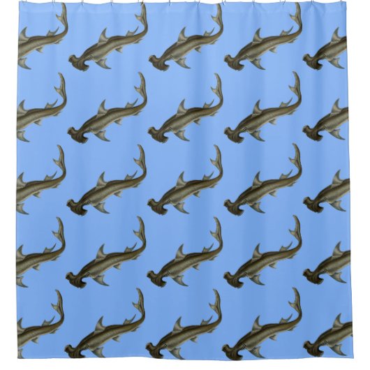 Hamerhead Shark Blue Douchegordijn (Voorkant)