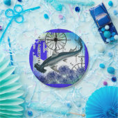 Hamerhead Shark nautische collage onderwater blauw Papieren Bordje (Feest)