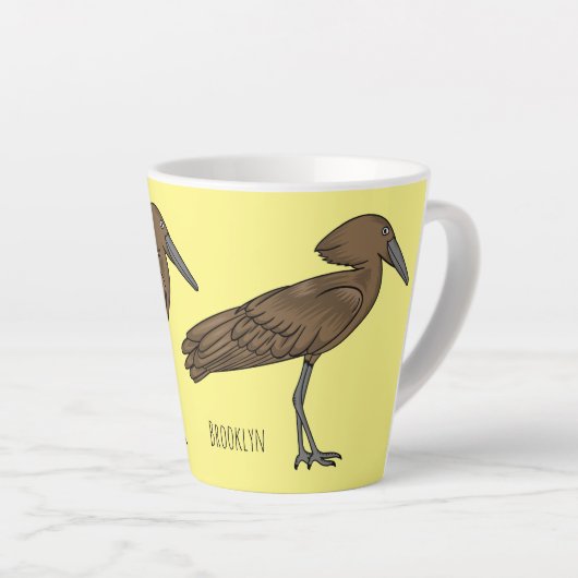 Hamerkop-vogelschildering Latte Mok (Rechterhoek)