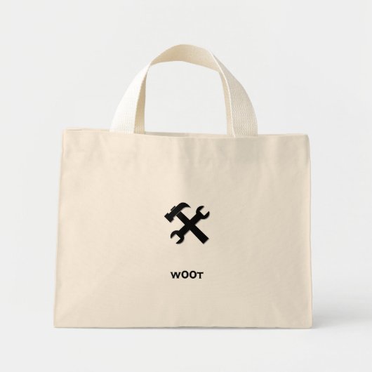 Hamermoersleutel w00t zwart mini tote bag (Voorkant)