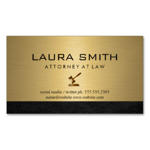 hamerpictogram Advocaat Gouden metalen lederen Magnetisch Visitekaartje