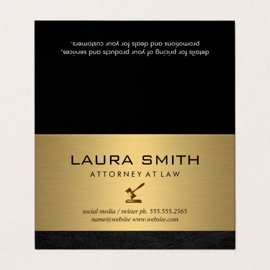 hamerpictogram | Advocaat | Gouden metalen lederen Visitekaartje (Buitenkant ongevouwen)