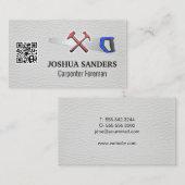 Hamers en zaag | wit leer | QR-code Visitekaartje (Voorkant / Achterkant)