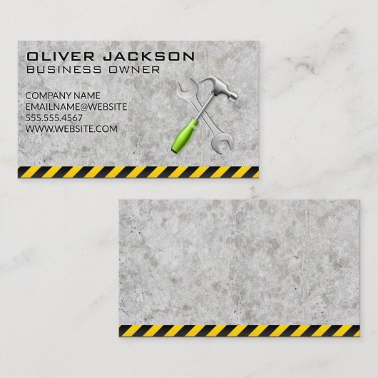 Hamersleutel | betonconstructie visitekaartje (Voorkant / Achterkant)