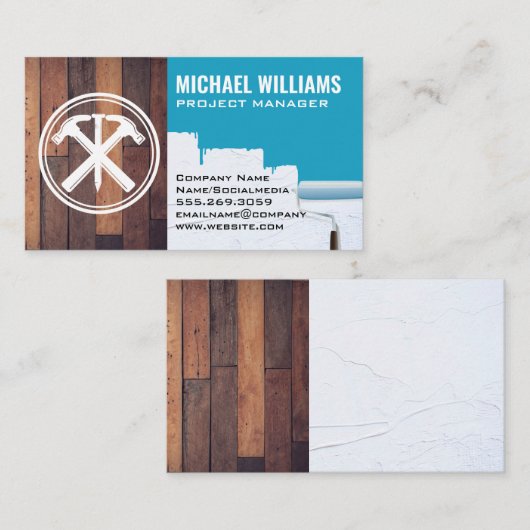 hamerspijker | houtverf | hoofdaannemer visitekaartje (Voorkant / Achterkant)