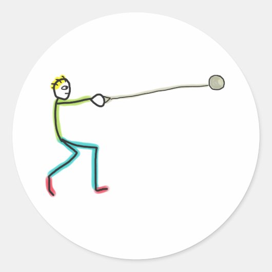 Hamerwerp Stickman Ronde Sticker (Voorkant)