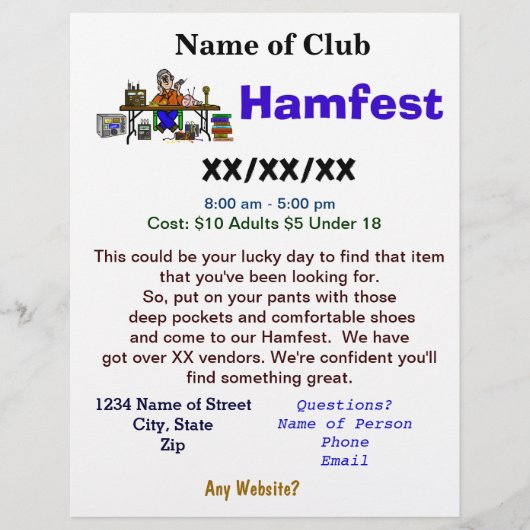 Hamfest Flyer, tweezijdig met de Leverancier van d Flyer (Voorkant)