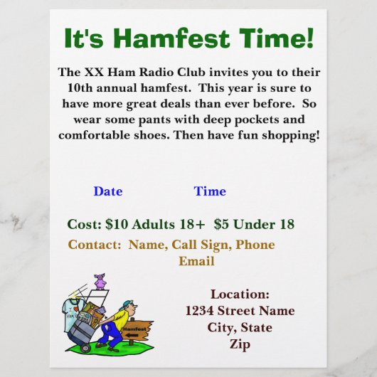 Hamfest Flyers, tweezijdig om aan te passen zoals  Flyer (Voorkant)