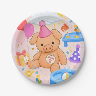 Hamhock's Roze Spettertastisch! Verjaardagsfeest u Papieren Bordje