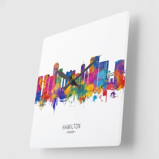 Hamilton Canada Skyline Vierkante Klok (Hoek)