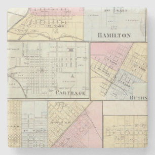 Hamilton, Carthage, Bushnell, Lincoln en LaHarpe Stenen Onderzetter