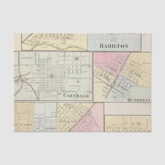 Hamilton, Carthage, Bushnell, Lincoln en LaHarpe Tissuepapier (Voorkant)