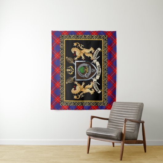 Hamilton Clan Badge & Motto w/Lions Wandkleed (In situ)