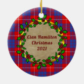 Hamilton Clan Badge & Tartan Persoonlijke mas Keramisch Ornament (Achterkant)