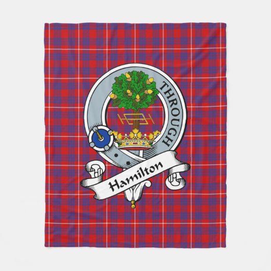 Hamilton Clan Badge Tartan Pset Fleece Deken (Voorkant)