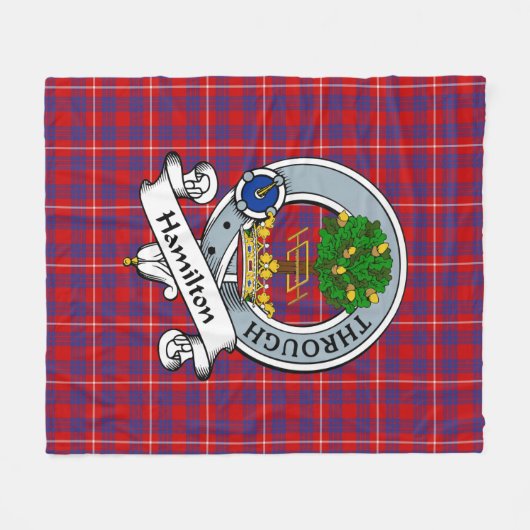 Hamilton Clan Badge Tartan Pset Fleece Deken (Voorkant (Horizontaal))