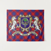 Hamilton Clan Badge & Unicorns met Tartan Wandkleed (Voorkant (horizontaal))