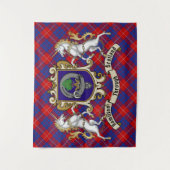 Hamilton Clan Badge & Unicorns met Tartan Wandkleed (Voorkant)
