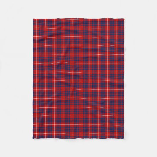 Hamilton Clan Bright Blue en Red Tartan Fleece Deken (Voorkant)
