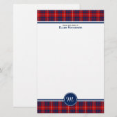 Hamilton Clan Red en Blue Tartan Monogram Briefpapier (Voorkant / Achterkant)