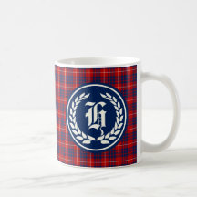 Hamilton Clan Red en Royal Blue Tartan Monogram