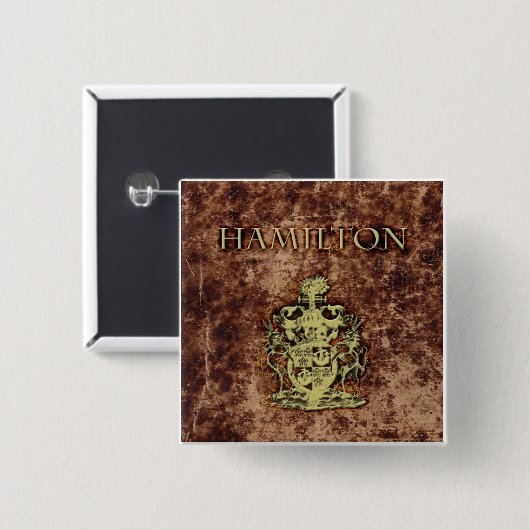Hamilton Crest Vierkante Button 5,1 Cm (Voorkant /achterkant)