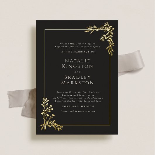 Hamilton Elegante Gold Folie Greenery Wedding Uitnodiging