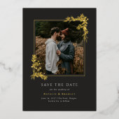 Hamilton Gold Folie Greenery Wedding Save the Date Folie Uitnodiging (Voorkant)