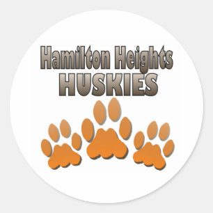 Hamilton Heights Huskie Paws Ronde Sticker