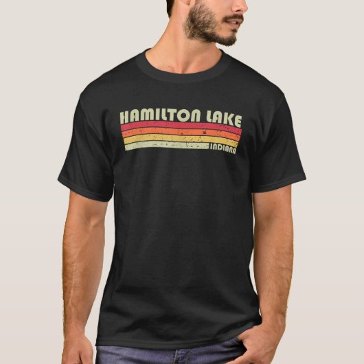 HAMILTON LAKE INDIANA Funny Fishing Camping Summer T-shirt (Voorkant)