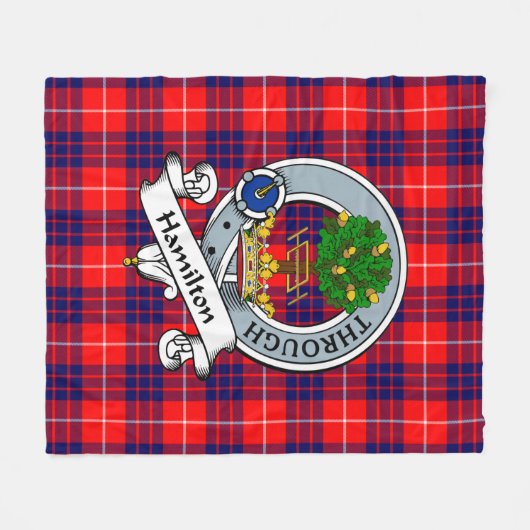 Hamilton Modern Clan Badge Tartan Pset Fleece Deken (Voorkant (Horizontaal))