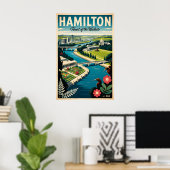 Hamilton Nieuw-Zeeland Retro Reisposter Kunst Poster (Thuiskantoor)