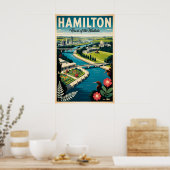Hamilton Nieuw-Zeeland Retro Reisposter Kunst Poster (Keuken)