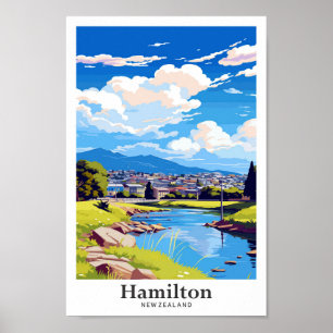 Hamilton Nieuw-Zeeland Travel  Illustratie Poster
