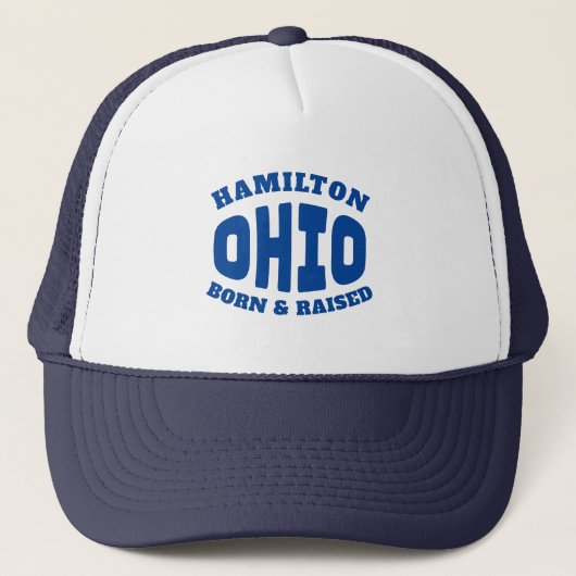 Hamilton Ohio Born en Raised Trucker Pet (Voorkant)