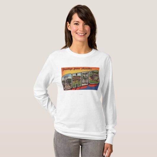 Hamilton, Ohio - Grote Letter-scènes T-shirt (Voorkant volledig)