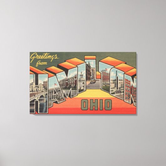 Hamilton, Ohio - Large Letter Scenes 2 Canvas Afdruk (Voorkant)