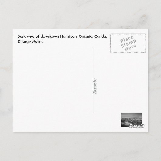 Hamilton, Ontario, Canada Briefkaart (Achterkant)