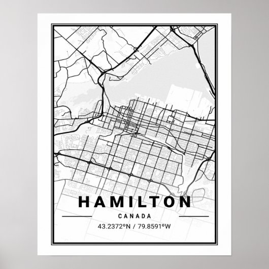 Hamilton Ontario Canada Travel City Map Poster (Voorkant)