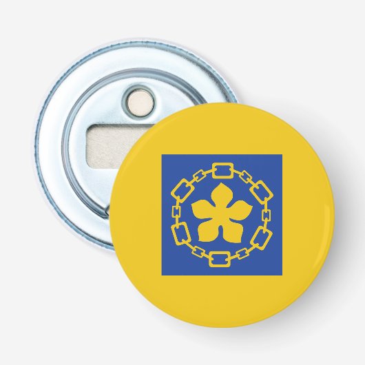 Hamilton, Ontario Flesopener met vlag Button Flesopener (Voorkant)