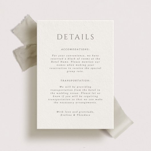 Hamilton Portait Wedding Details Kaart