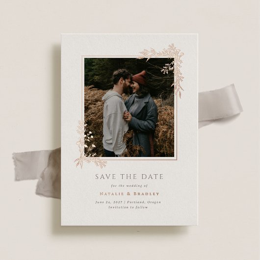 Hamilton Roos Gold Greenery Wedding Save the Date Folie Uitnodiging