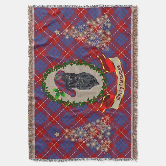 Hamilton Scottie Dog Kerstmis Throw Blanket Deken (Voorkant Verticaal)