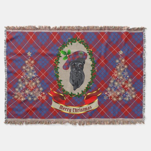 Hamilton Scottie Dog Kerstmis Throw Blanket Deken (Voorkant)