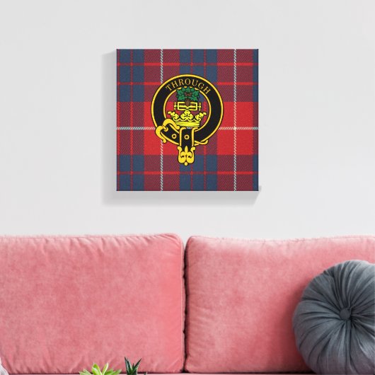 Hamilton Scottish Crest en Tartan Canvas print (Insitu (Woonkamer))